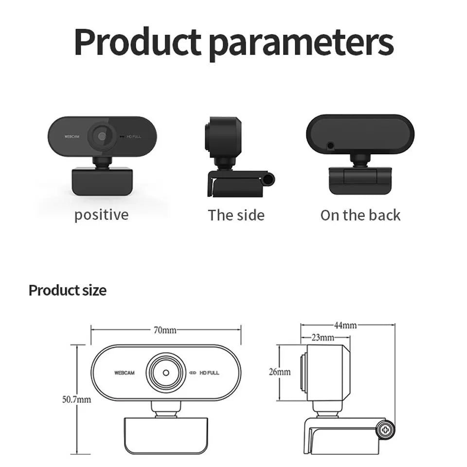 1080P HD Mini Webcam with microphone, usb interface supports laptop