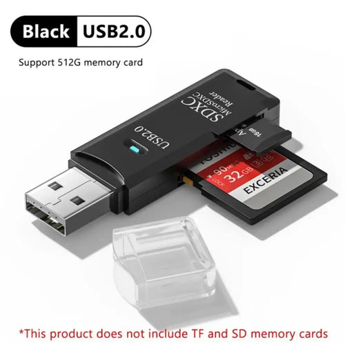 Multi Functional 2-in-1 High-speed USB 3.0/2.0 Card Reader Supports