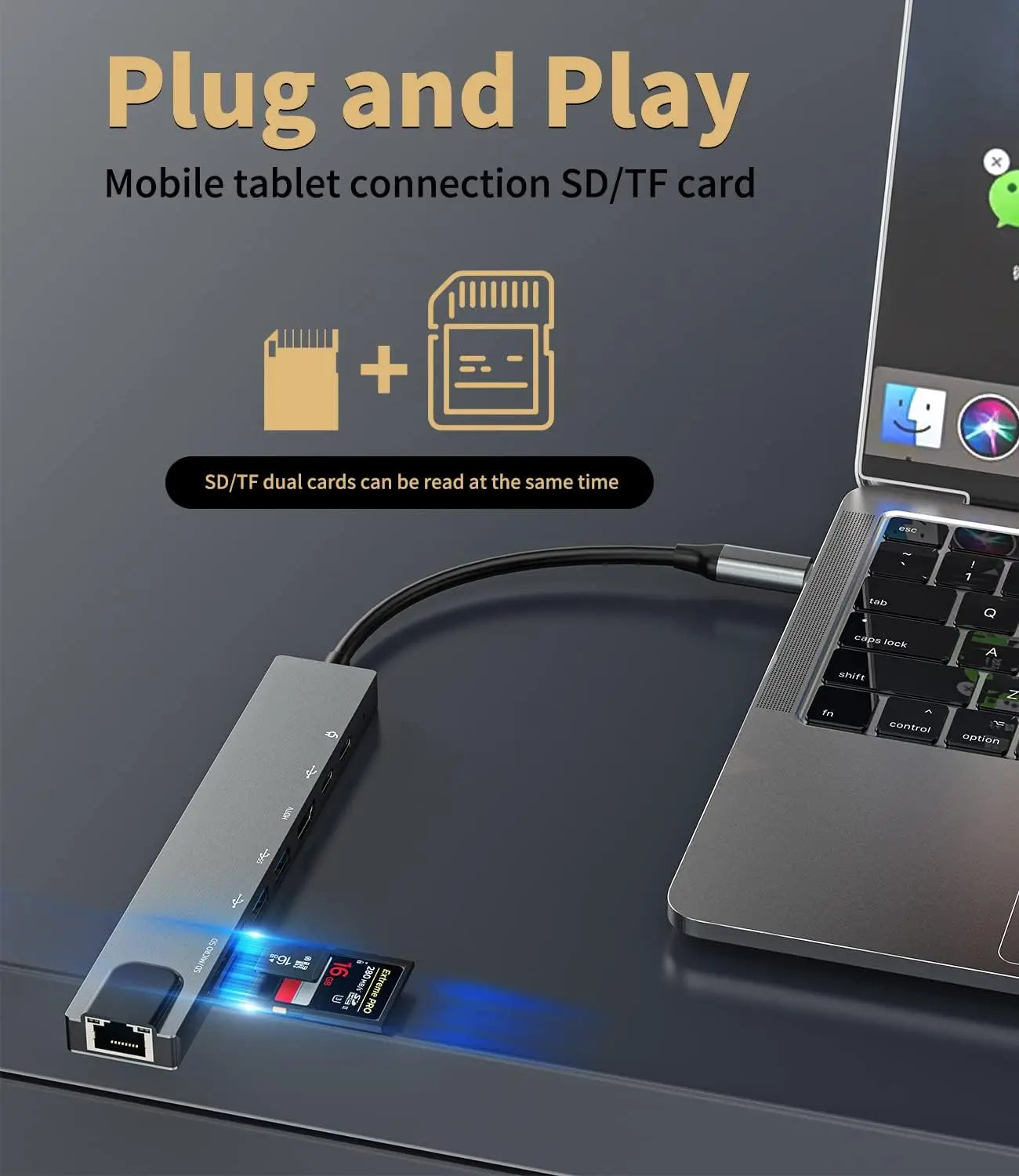 USB C 8in1 HUB,100MbpsRJ45,4K HDMI,USB3.0,USB2.0,100W PD,USB-C data