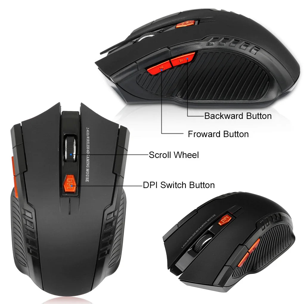 2.4G Wireless Mouse 1600DPI Optical Mouse Gamer for Computer 6 Buttons