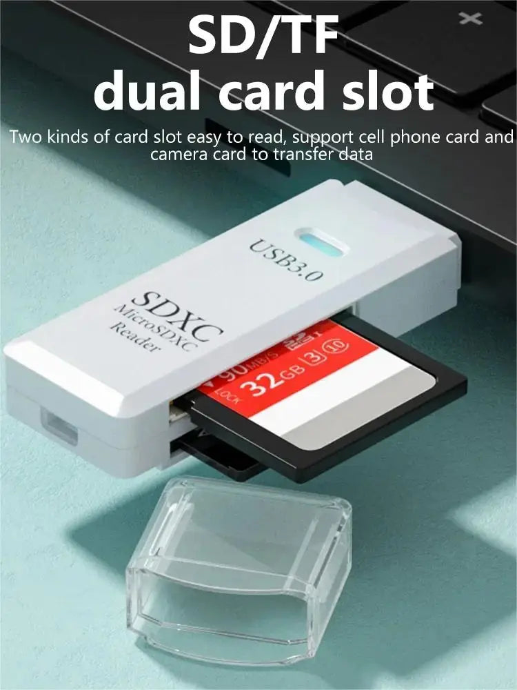 Multi Functional 2-in-1 High-speed USB 3.0/2.0 Card Reader Supports