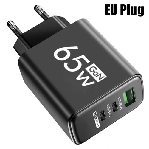 GaN Fast Charging 65W USB Type C Charger EU KR PD 3.0 Quick Charge