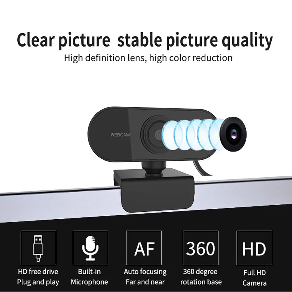 1080P HD Mini Webcam with microphone, usb interface supports laptop