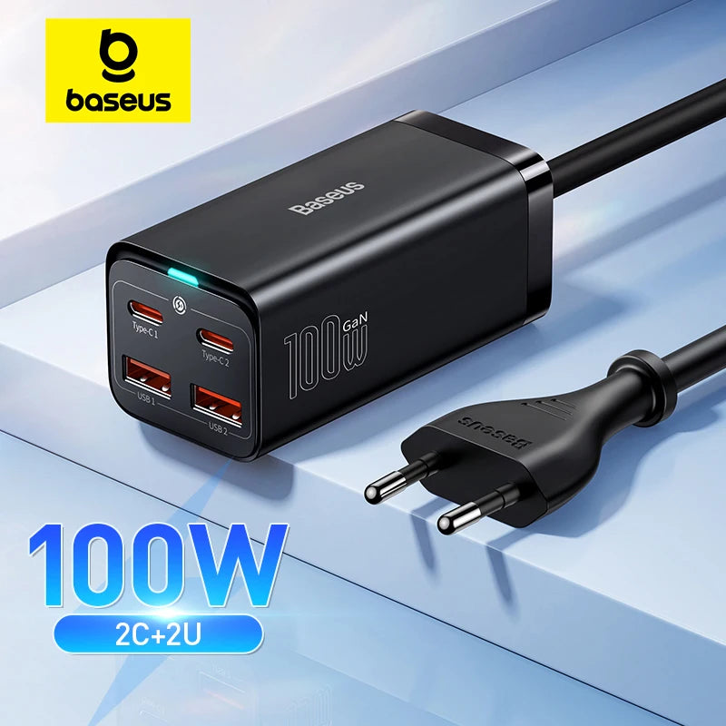 Baseus 65W/100W GaN Charger Desktop Laptop Fast Charger 4 in 1 Adapter