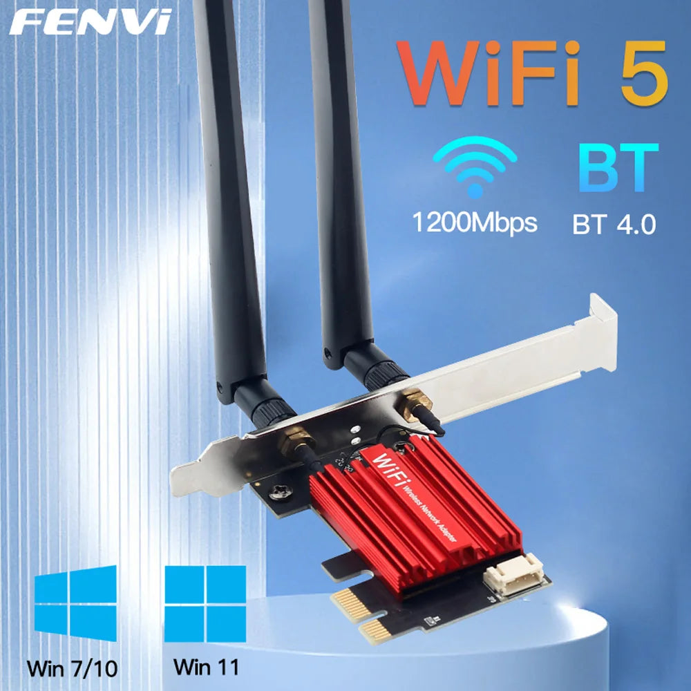 FENVI WiFi 5 PCI-E Wireless Adapter Network Card AC1200 Dual Band