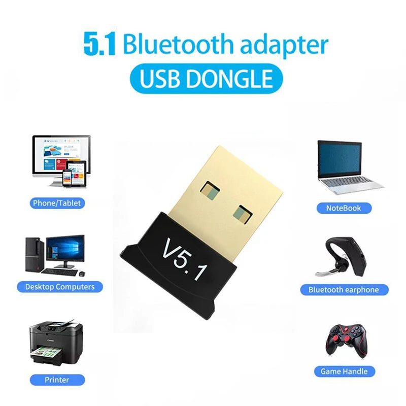 MINI USB Bluetooth 5.1 Dongle Adapter for PC Laptop Mouse Keyboard