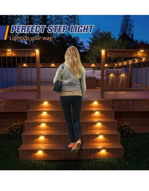 Solar Deck Lights Outdoor, Solar Step LED Waterproof Lighting for Outdoor Deck (Pack of 4)